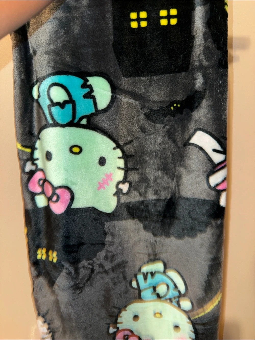 Hello Kitty Halloween Plush Throw - Mint, Teal & Black #hk #halloween
